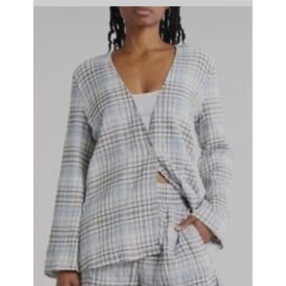 Melrose And Market Size Small Plaid Lined Blue White Rayon NWT Blazer Nordstrom - Picture 1 of 8